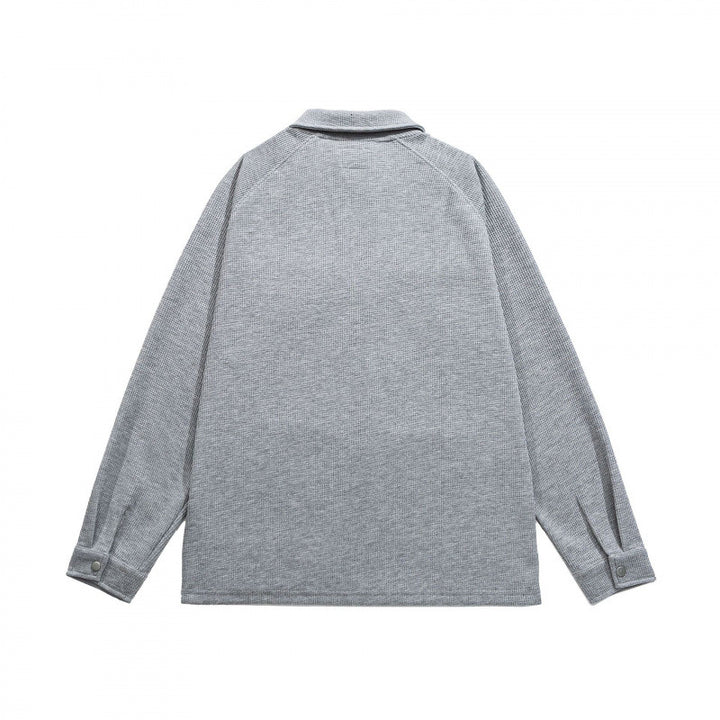 Men's Waffle Knit Half-Zip Pullover with Polo Collar Amarae
