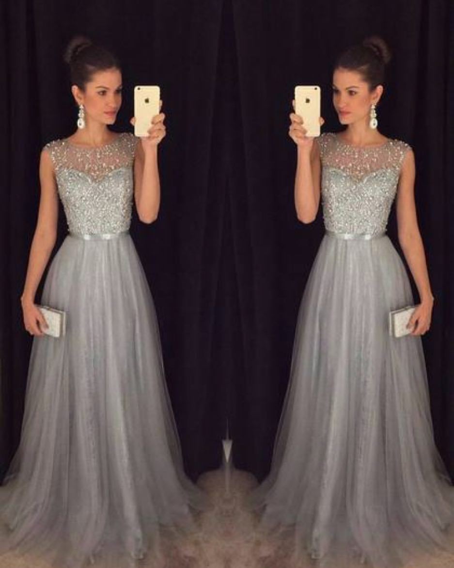 Lune London | Heart-Cut Maxi Ombre Gray Dress with Scoop Bodice