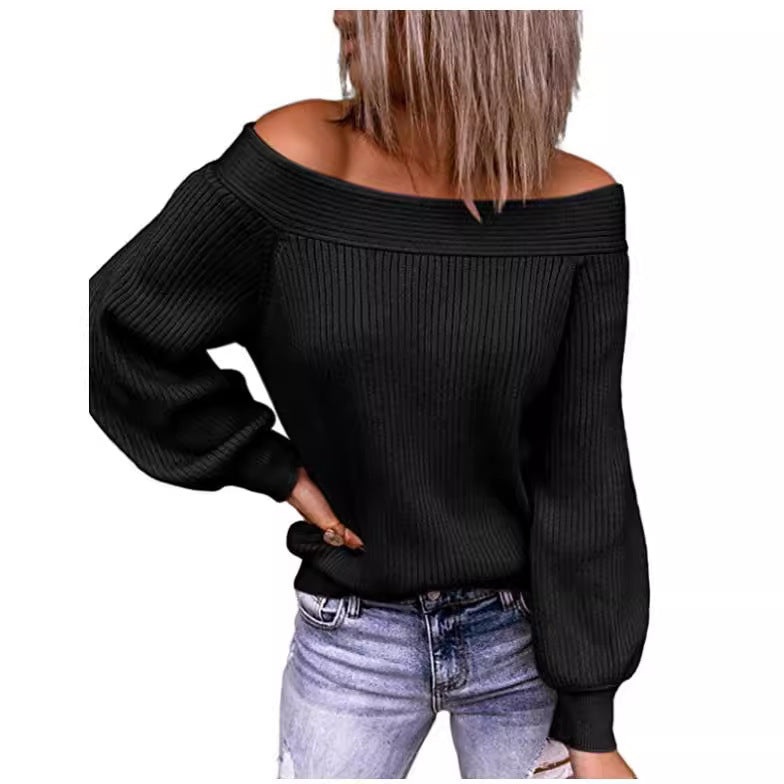 Ladies Off-Shoulder Pullover with Voluminous Sleeves Lune London