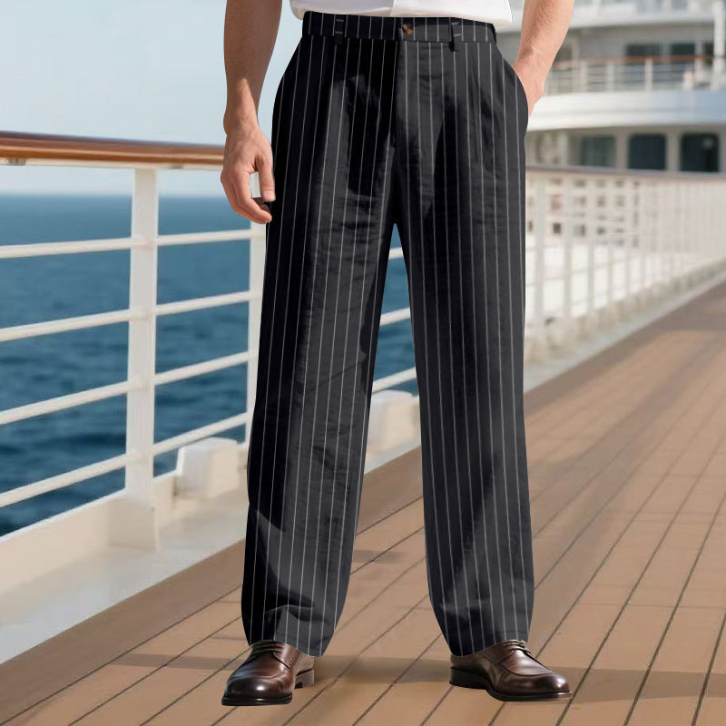Men's elegant suit trousers with fine stripes Amarae