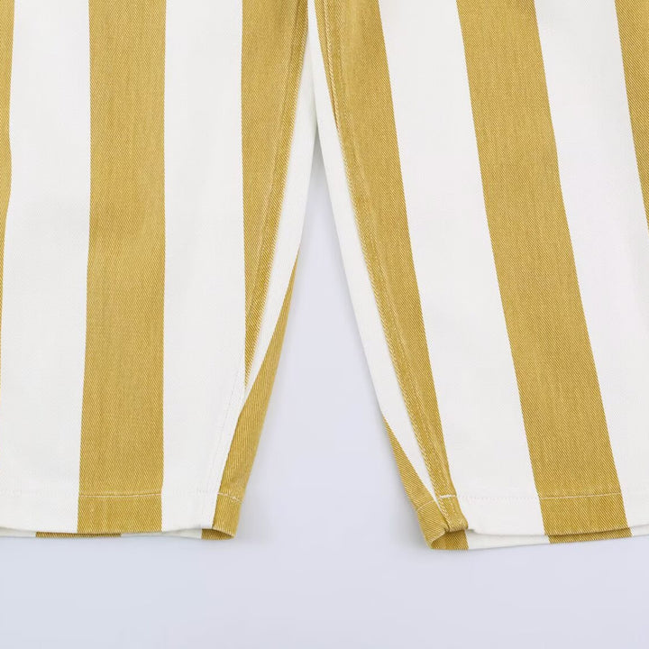 Ladies Striped High Waist Five-Pocket Trousers with Straight Leg Amarae