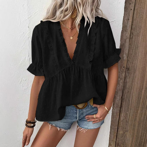 Ladies elegant blouse with ruffle details Amarae