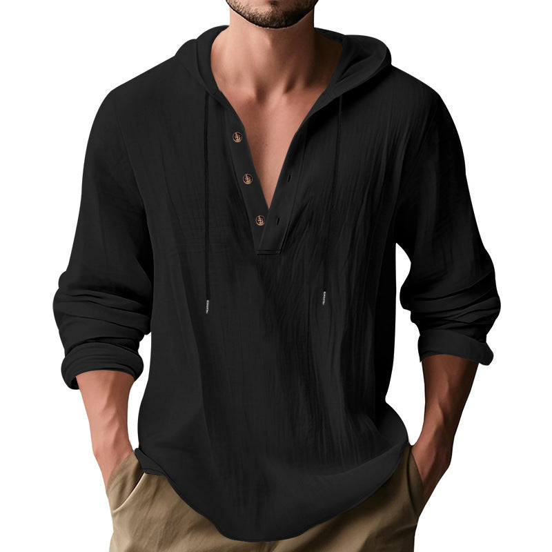 Men's casual hoodie shirt with modern button placket design Amarae