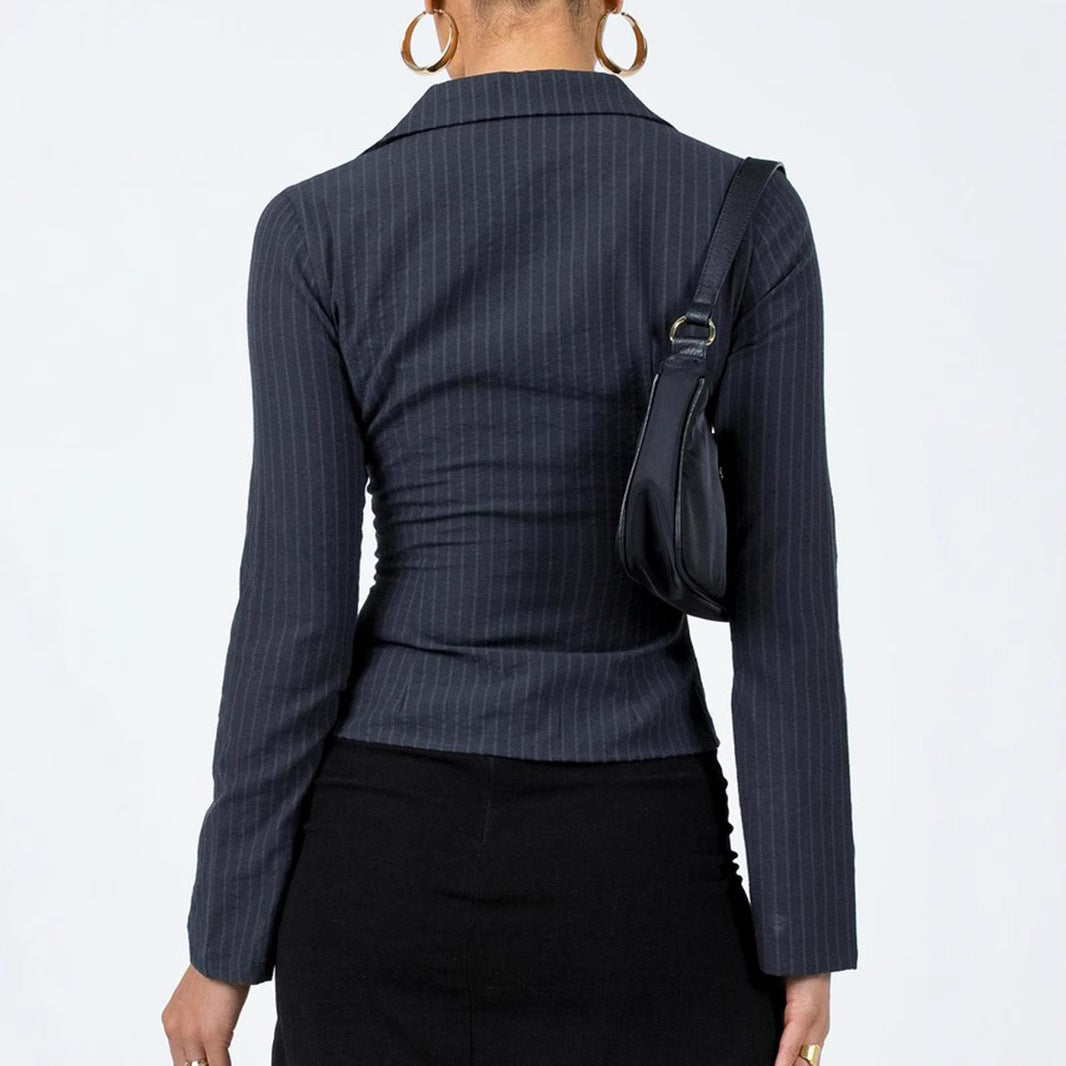 Women's Fitted Striped Shirt with Classic Collar Lune London