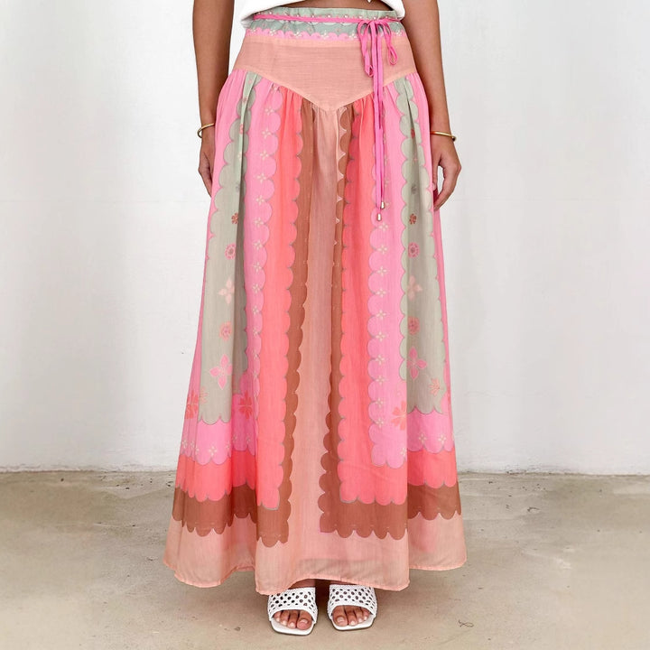 Ladies maxi skirt with playful embroidery and elastic waistband Lune London