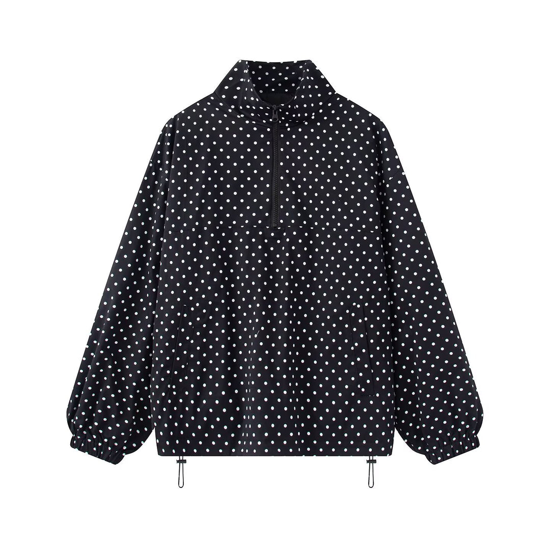 Women's Water-Repellent Oversized Anorak with Half Zipper and Kangaroo Pocket Amarae