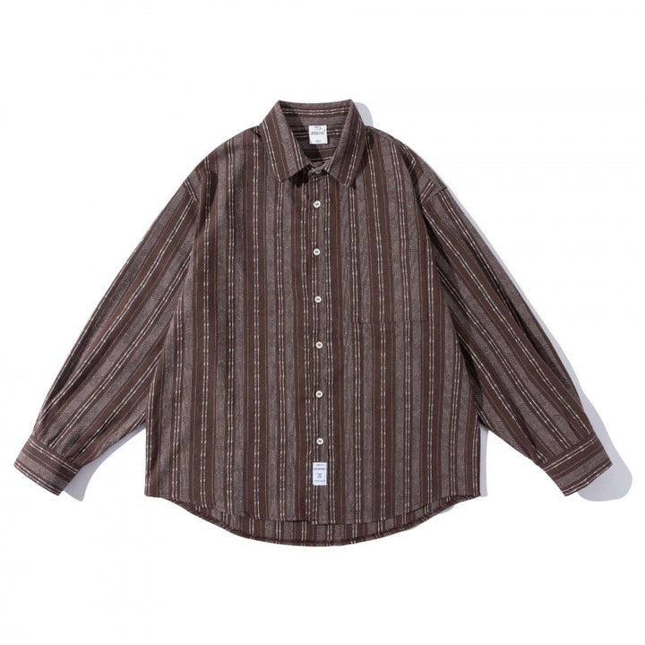 Men's oversized shirt in boxy cut with textured stripe pattern and rounded hem Amarae