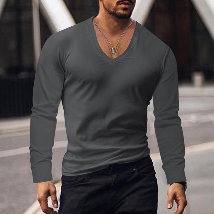 Men's long-sleeved V-neck T-shirt Lune London