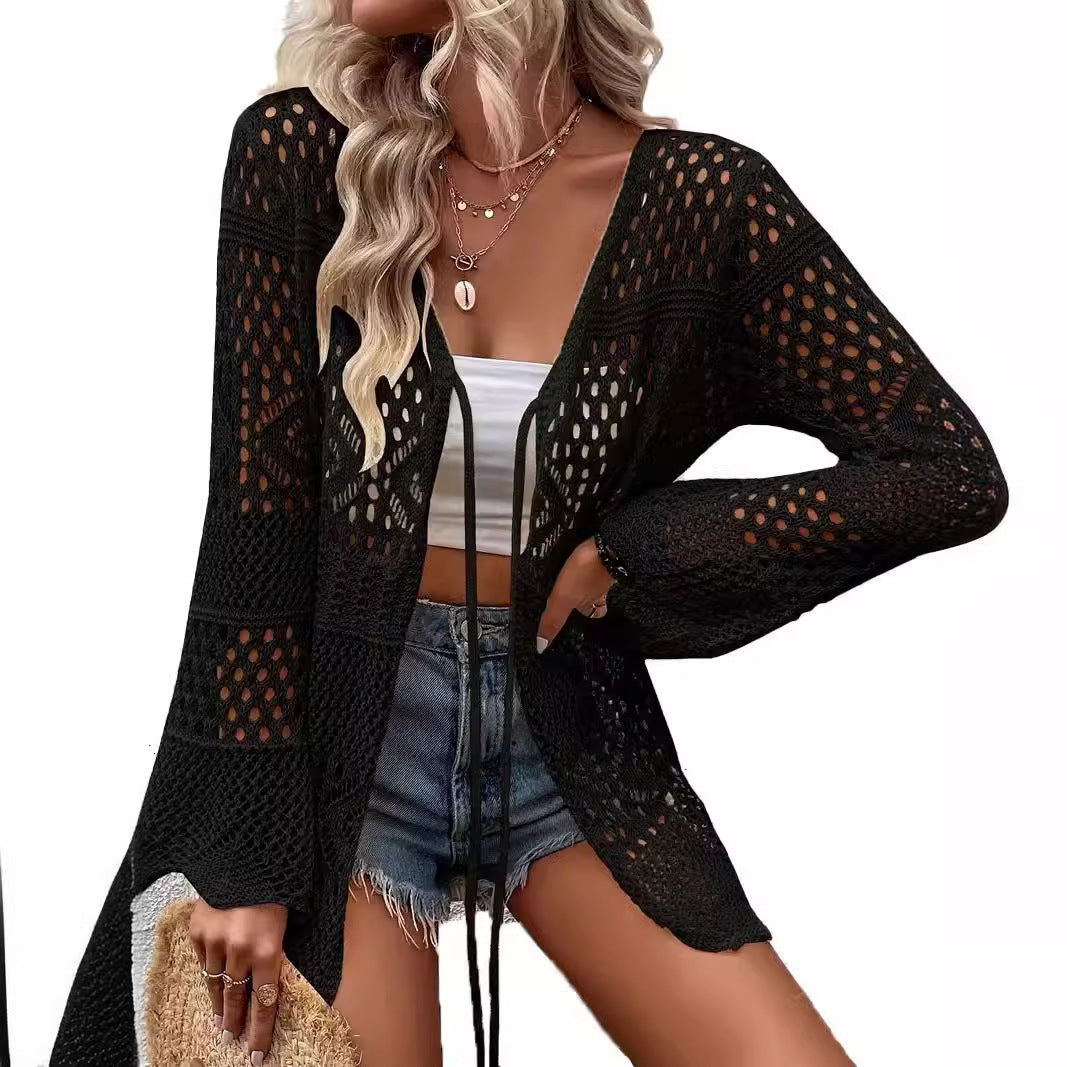 Ladies' knit kimono with an airy mesh structure Lune London