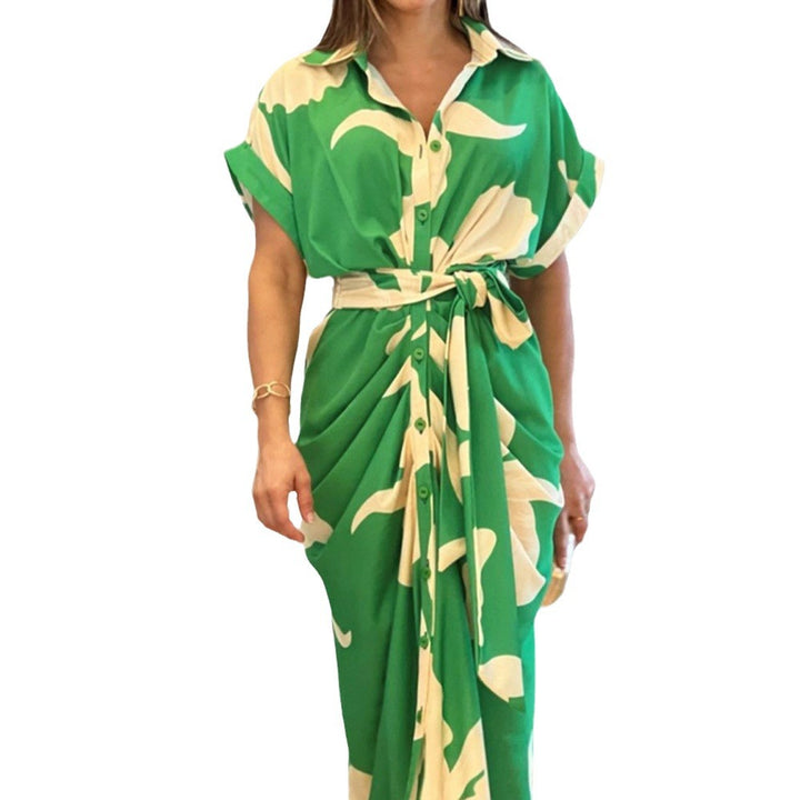 Maxi button dress for women with draped design Lune London