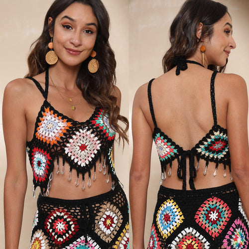 Crochet bralette for women handmade with bead details Amarae