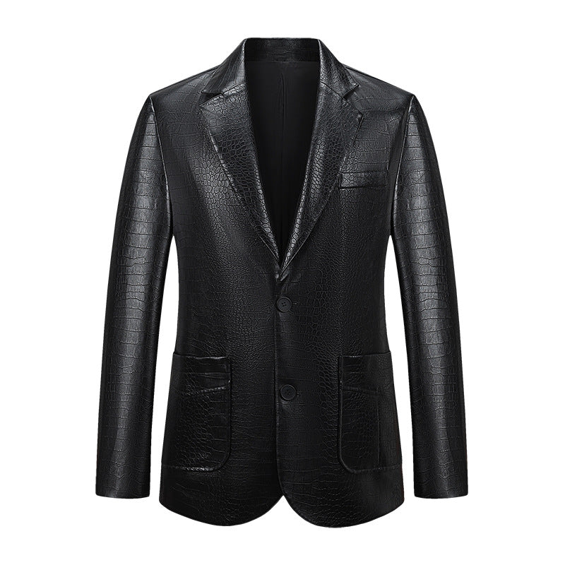 Trendy synthetic leather blazer for women Lune London