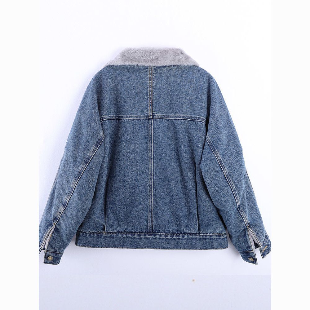 Veste en jean matelassée pour femmes avec doublure en polaire douce et poches classiques Chic & Stil