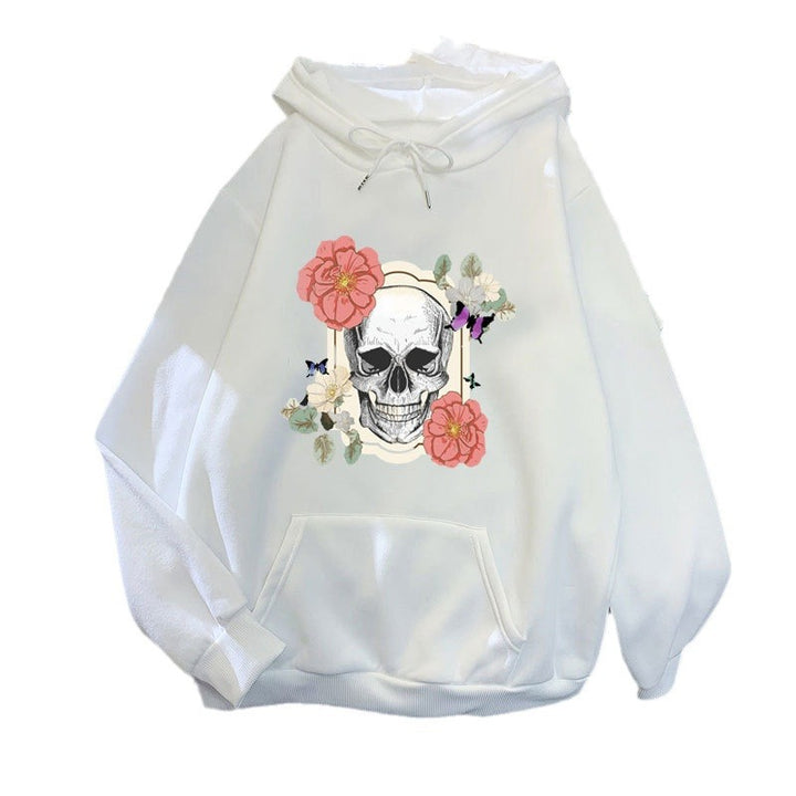 Women's hoodie with creative skull and flower design Chic & Stil