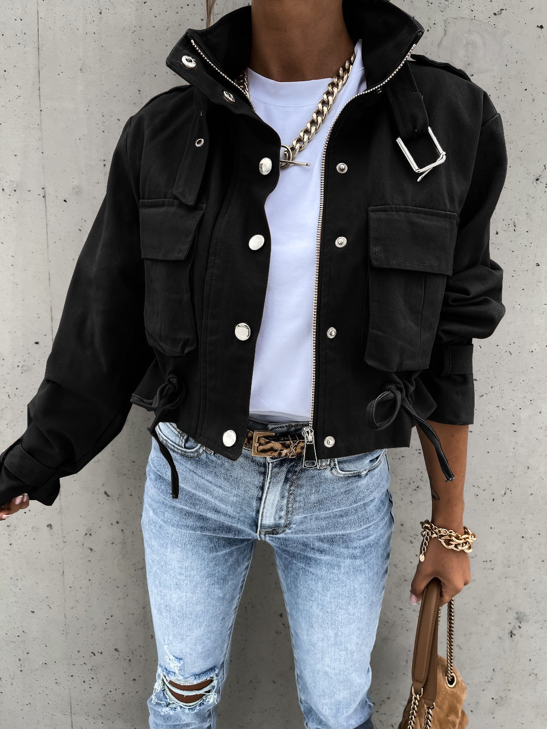 Veste utilitaire pour femmes avec ourlet ajustable et poches pratiques Chic & Stil