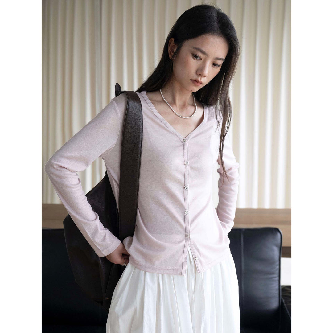 Women's Lightweight Viscose Fine Knit Cardigan with Buttonless Closure and Relaxed Fit Amarae