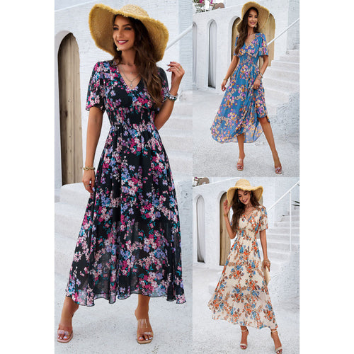 Maxi flower dress for women with flowing sleeves Amarae