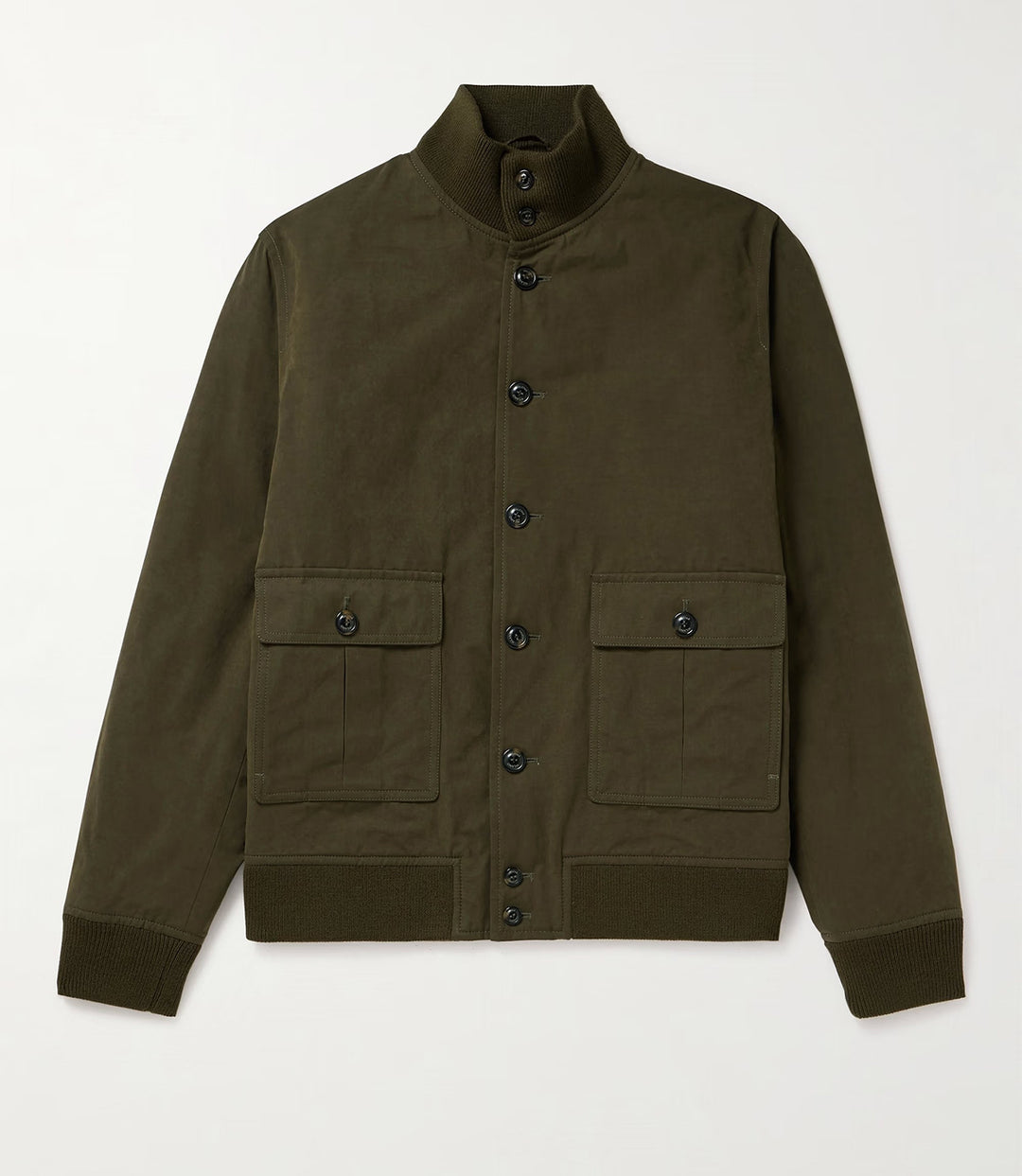 Trendy transitional jacket for men with high collar and patch pockets Lune London