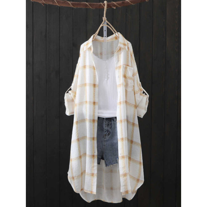 Long sleeve checkered blouse for women Lune London