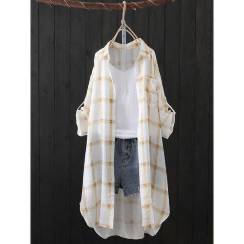 Long sleeve checkered blouse for women Amarae