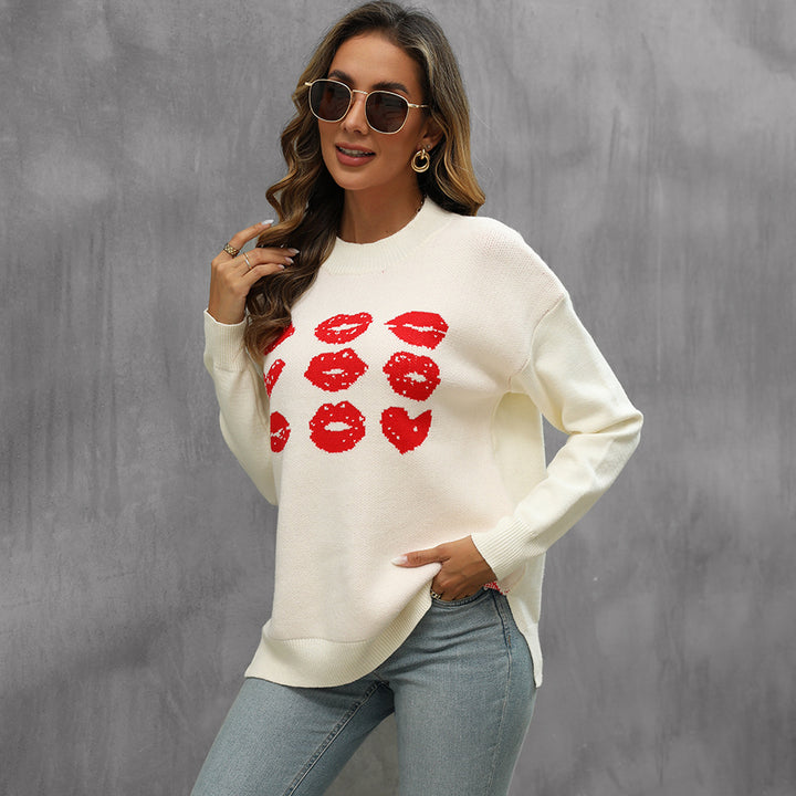 Women's sweater with kiss pattern and casual cut Lune London