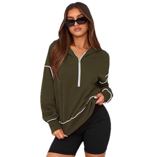 Lune London | Oversized hooded sweatshirt for women with half-zip