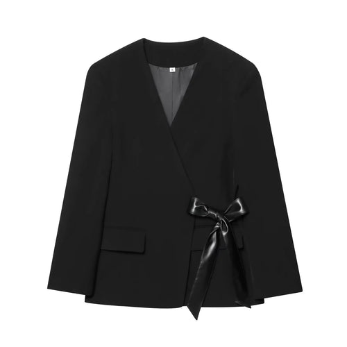 Elegant women’s draped cardigan with decorative satin belt Amarae
