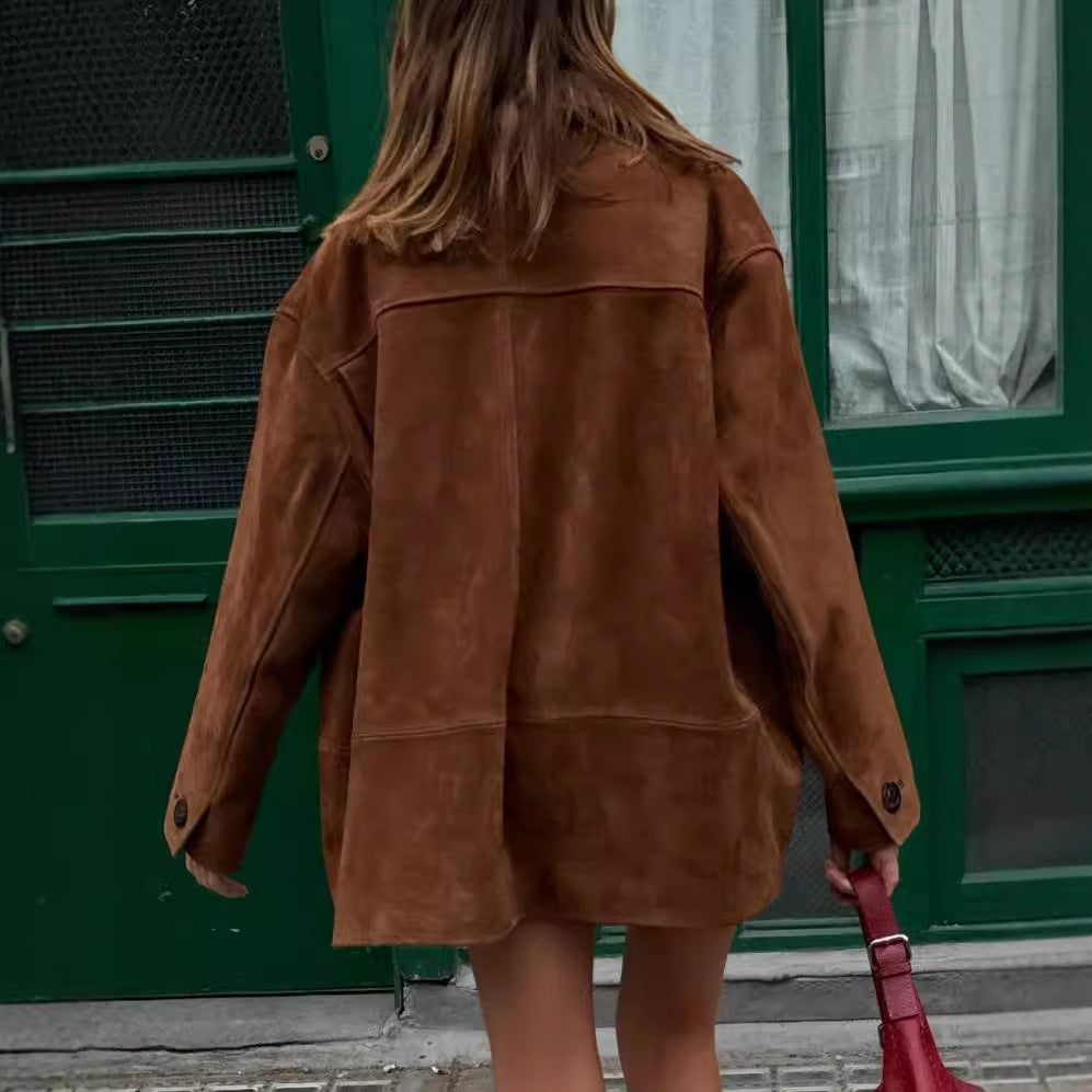 Ladies elegant suede jacket in an oversized style Lune London