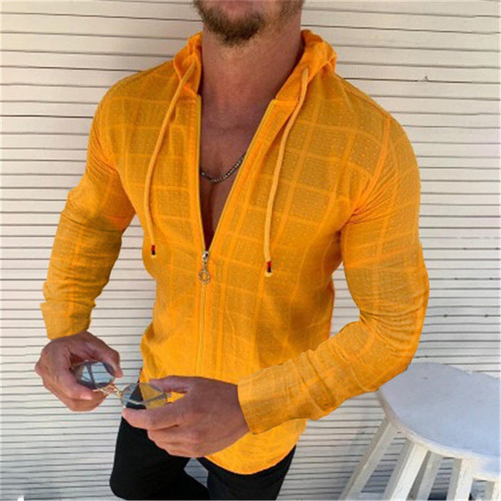 Men's Sporty Long Sleeve Jacket with Innovative Texture Pattern and Practical Zipper Amarae