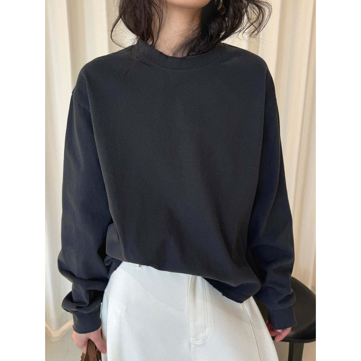 Women's Boxy Sweatshirt with Raw Edge Trim and Dropped Shoulder Amarae