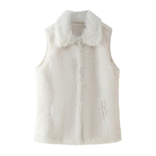 Cozy women's vest in faux fur with elegant high collar Amarae