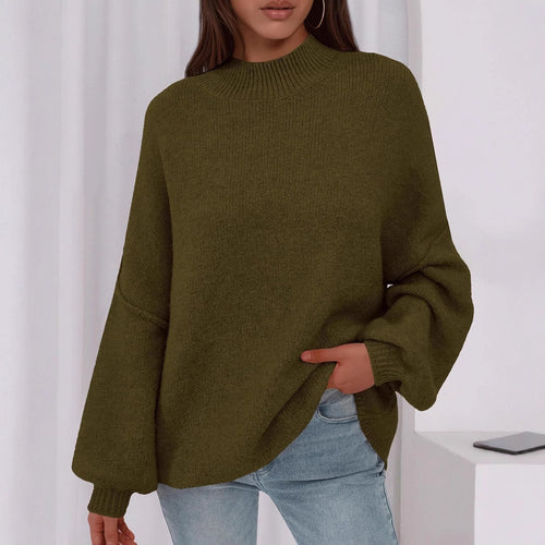 Ladies oversized knit sweater with comfortable fit and high collar Amarae
