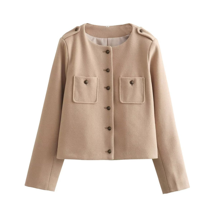 Short women's jacket with practical pockets and elegant button details Lune London