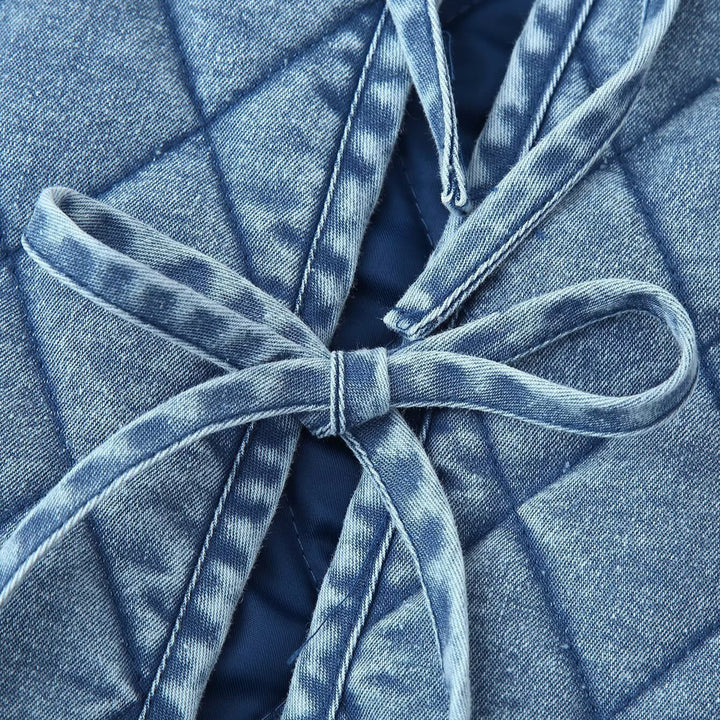 Quilted denim jacket for women with fringed collar Lune London