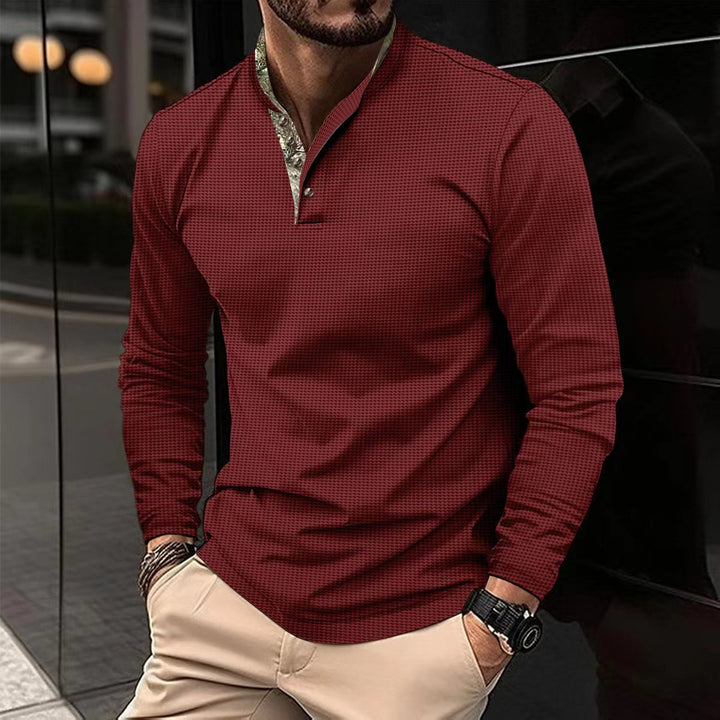 Men's long sleeve shirt with modern stand collar and elegant design Lune London
