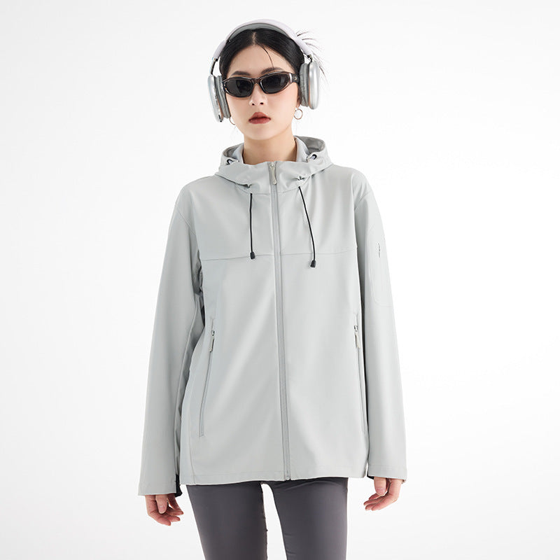 Women's Breathable Softshell Rain Jacket with Hood, Windproof and Minimalist Tech Look Amarae