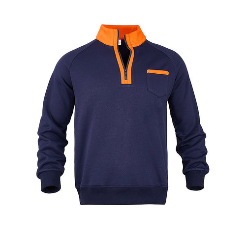 Men's modern hoodie with chest pocket and half-zip and chic sporty elements