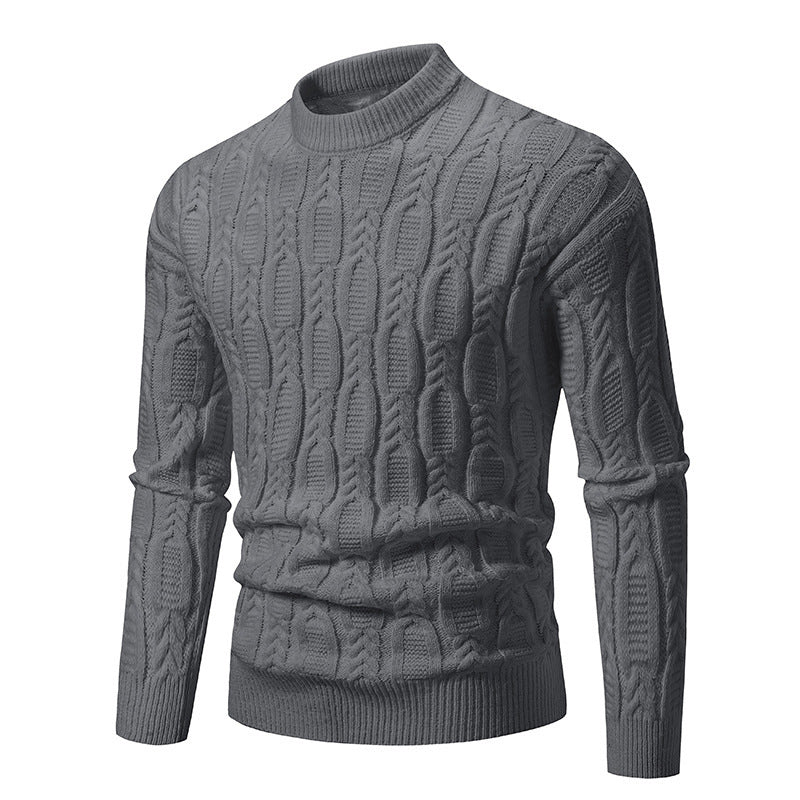 Men's knit sweater with cable design and high collar Lune London