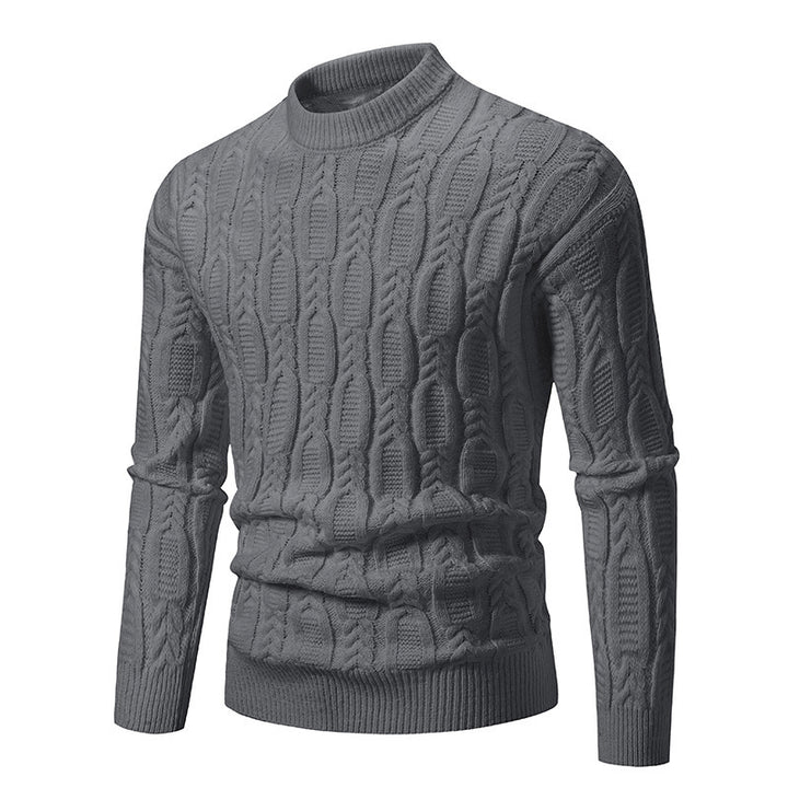 Men's knit sweater with cable design and high collar Lune London