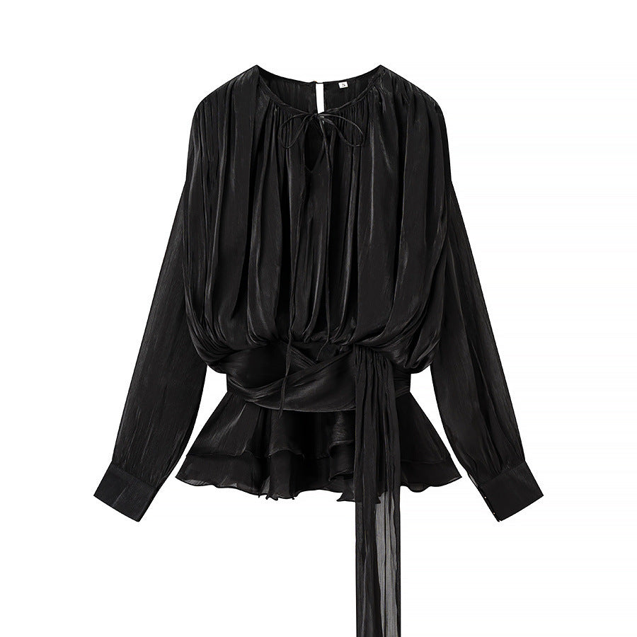Chemisier élégant pour femmes avec volants et ceinture nouée Chic & Stil