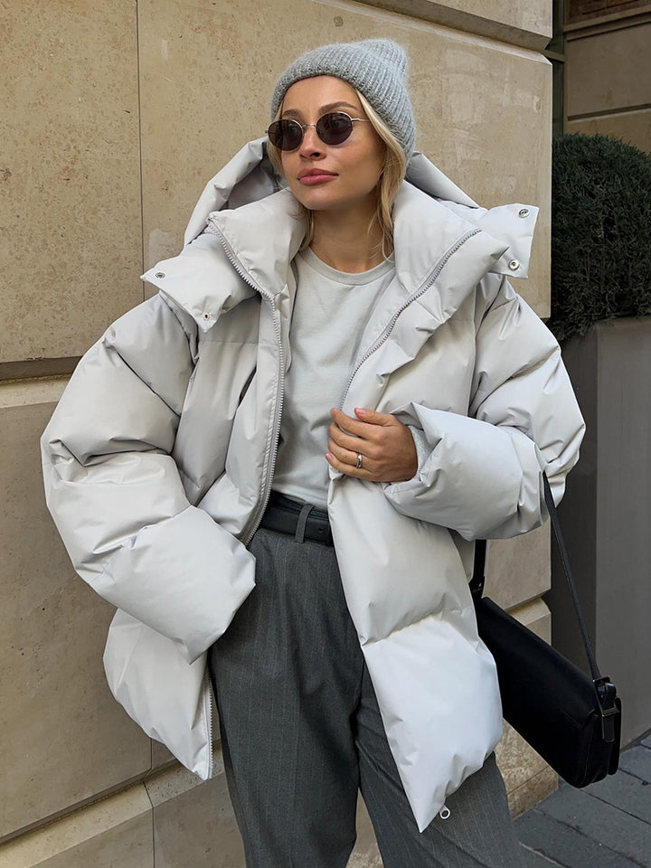 Fashion parka for women with electric hood insert and elastic waist Lune London