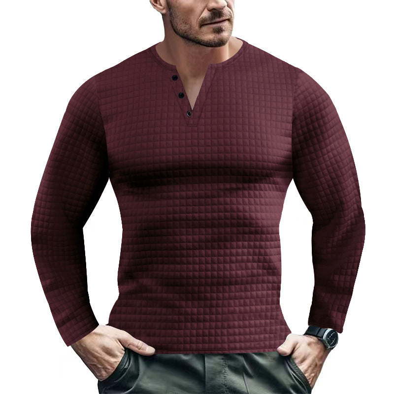 Long sleeve shirt for men with textured design and button placket Lune London
