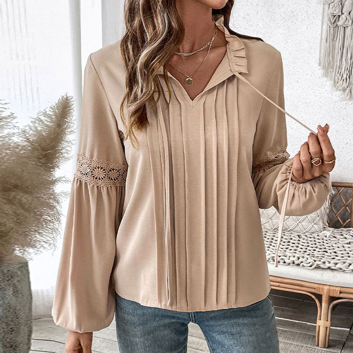 Lune London Women's shirt with fine pleats and lace