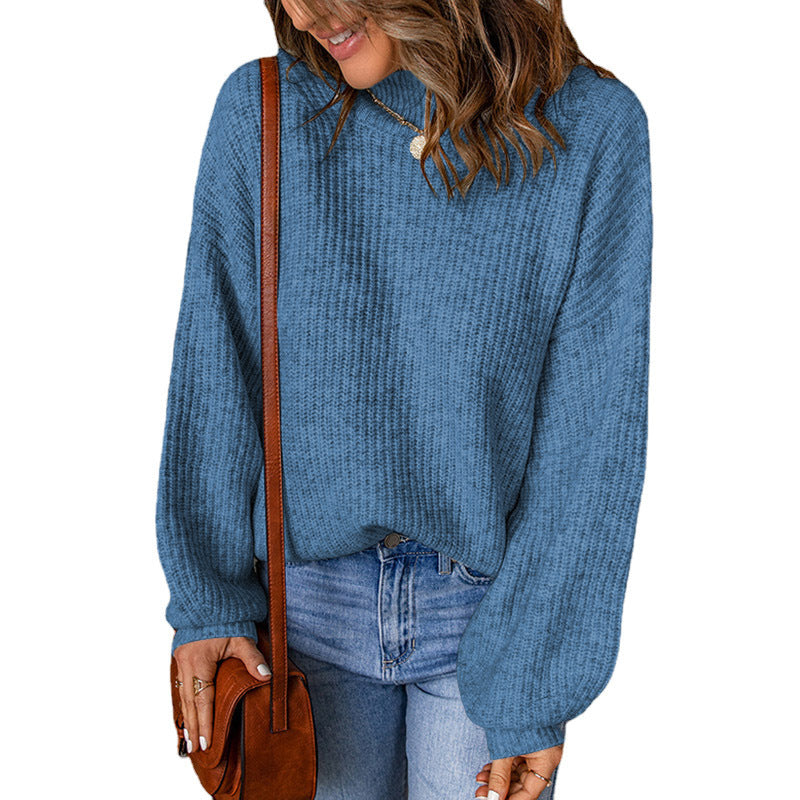 Oversized sweater for women with textured pattern and high collar Lune London