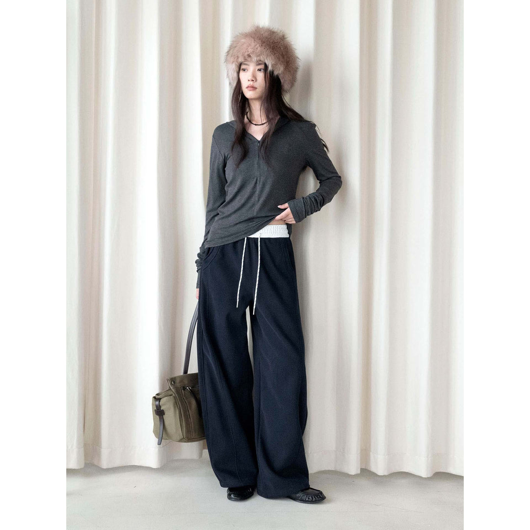 Women's Casual Sweatpants in Palazzo Cut with High Waist, Drawstring and Side Pockets Amarae