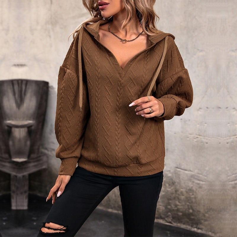 Women's sweater with hood and textured design Amarae