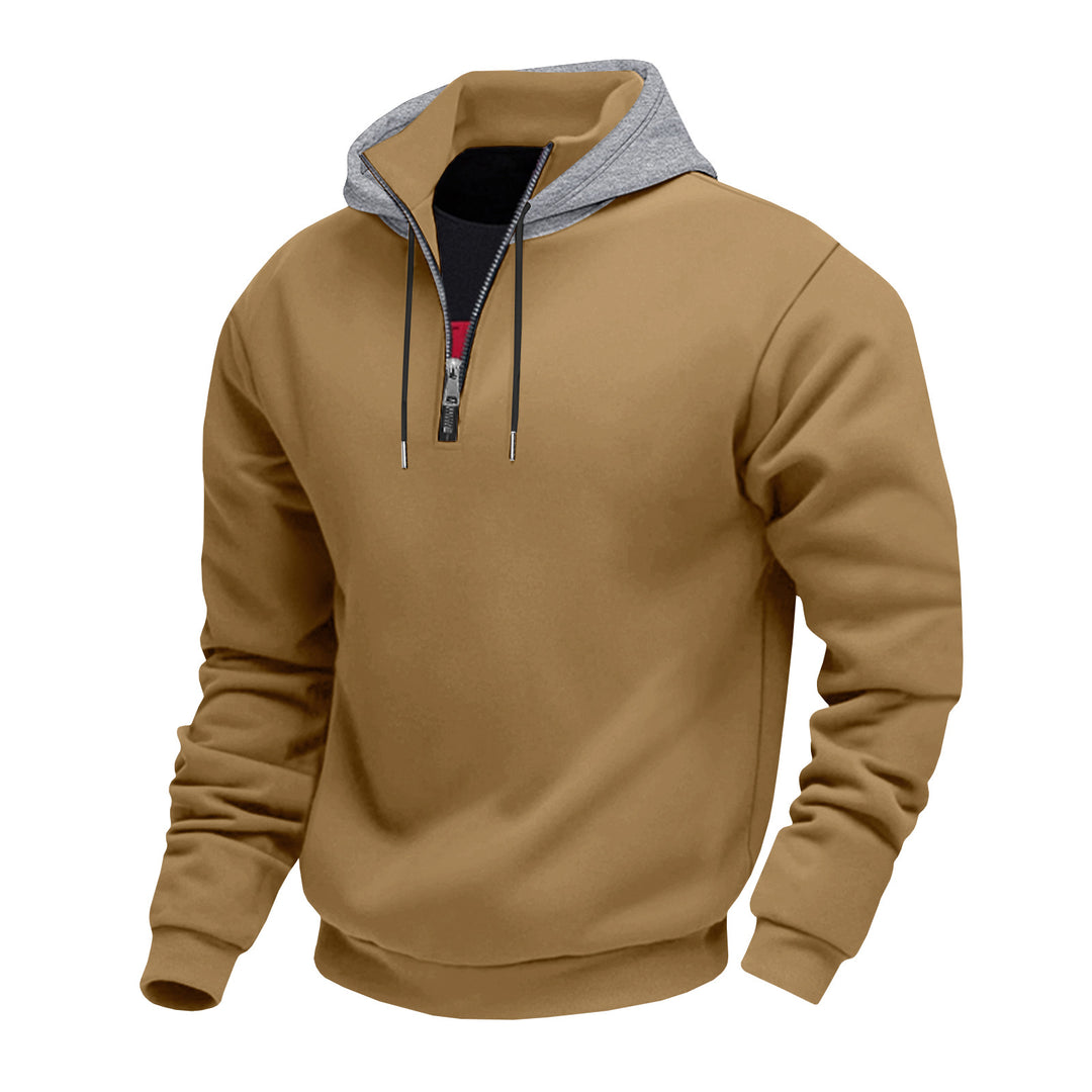 Men's half-zip hoodie with contrasting inner lining Chic und Stil
