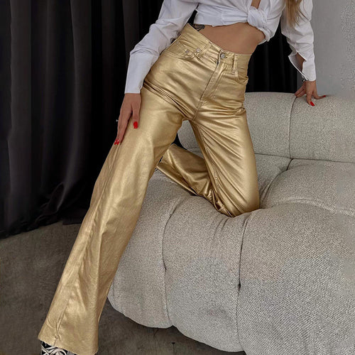 Metallic looking women's pants with a wide leg Amarae