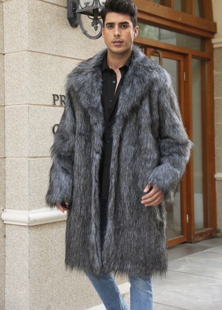Elegant faux fur coat for men in a layered look Lune London