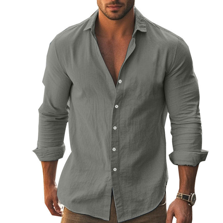 Men's Elegant Long Sleeve Shirt with Modern Collar and High-Quality Cotton Texture Lune London